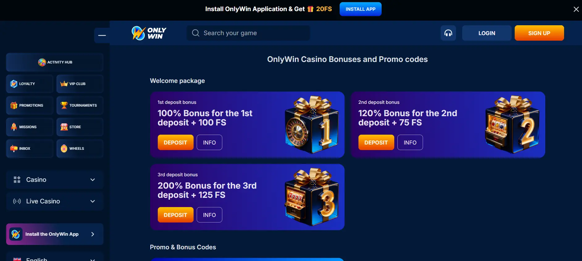 Onlywin casinobonussen
