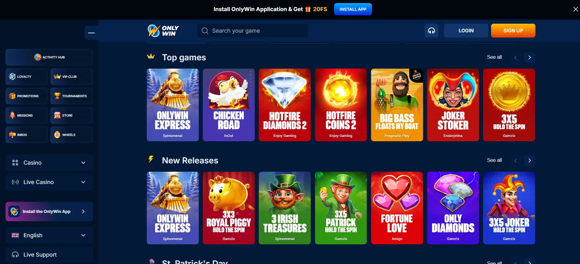 популярные слоты Onlywin Casino