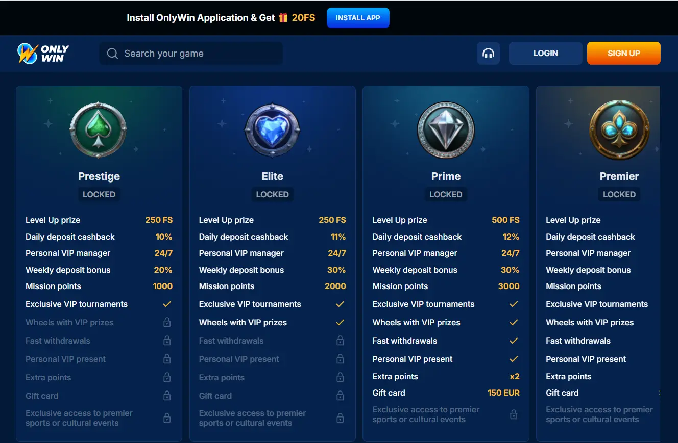 Programa VIP do Onlywin Casino